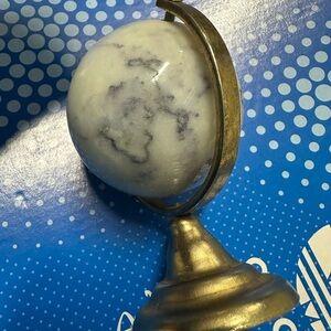 Vintage Antique Marble Globe with Gold Stand